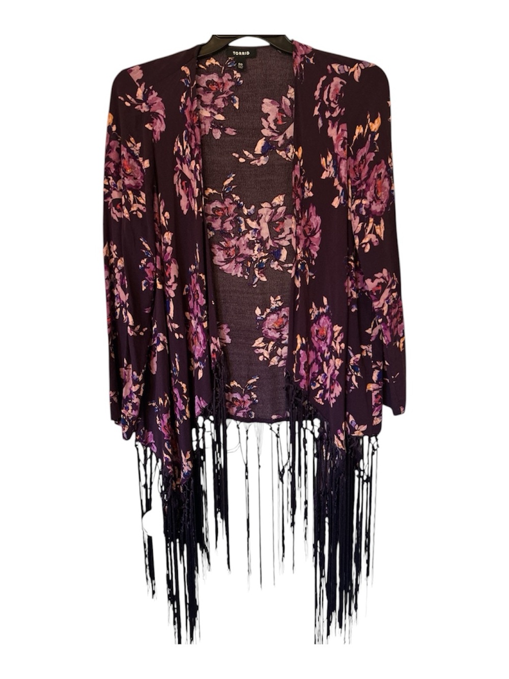 Torrid Floral Fringe Kimono Cardigan | Boho Open Front Duster 00